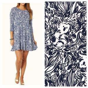 Lilly Pulitzer Geanna GDay Mate Navy Koala Print Swing Dress Women’s Size XS